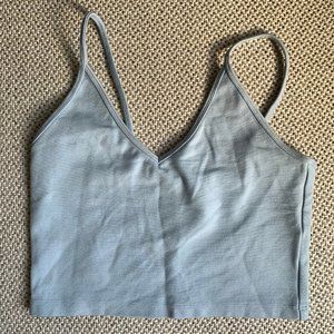 Blue Talula V Neck Crop Tank